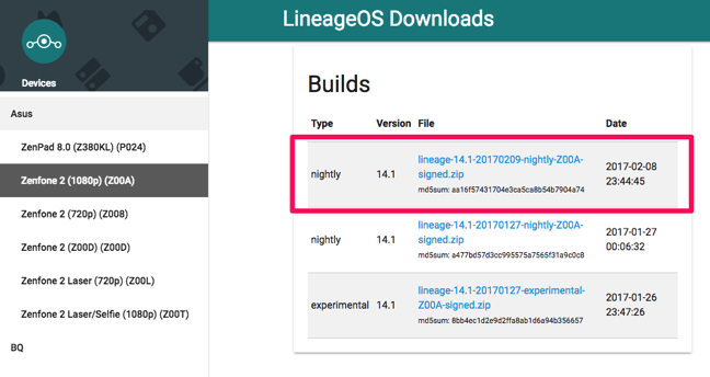 LineageOS Downloads